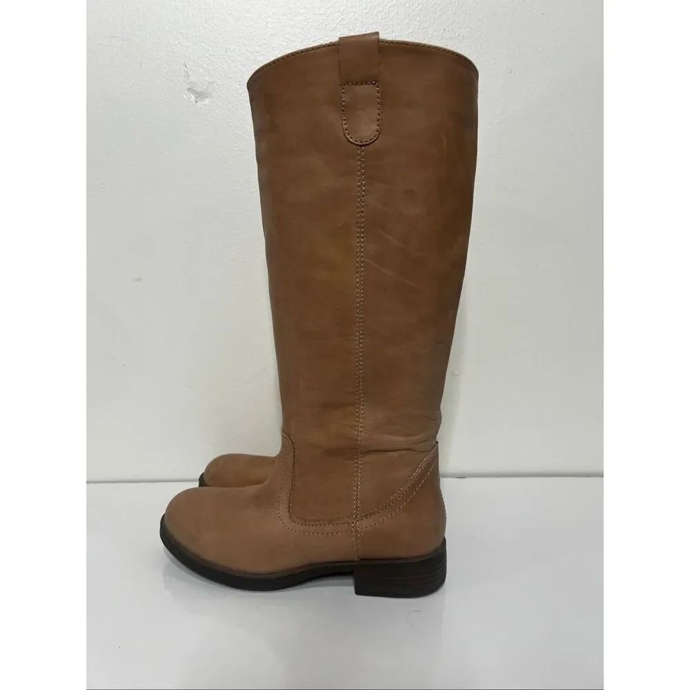 Kenneth Cole Tried and Tide Camel Light Brown Leather Campus Boots Tall Sz 6 Med